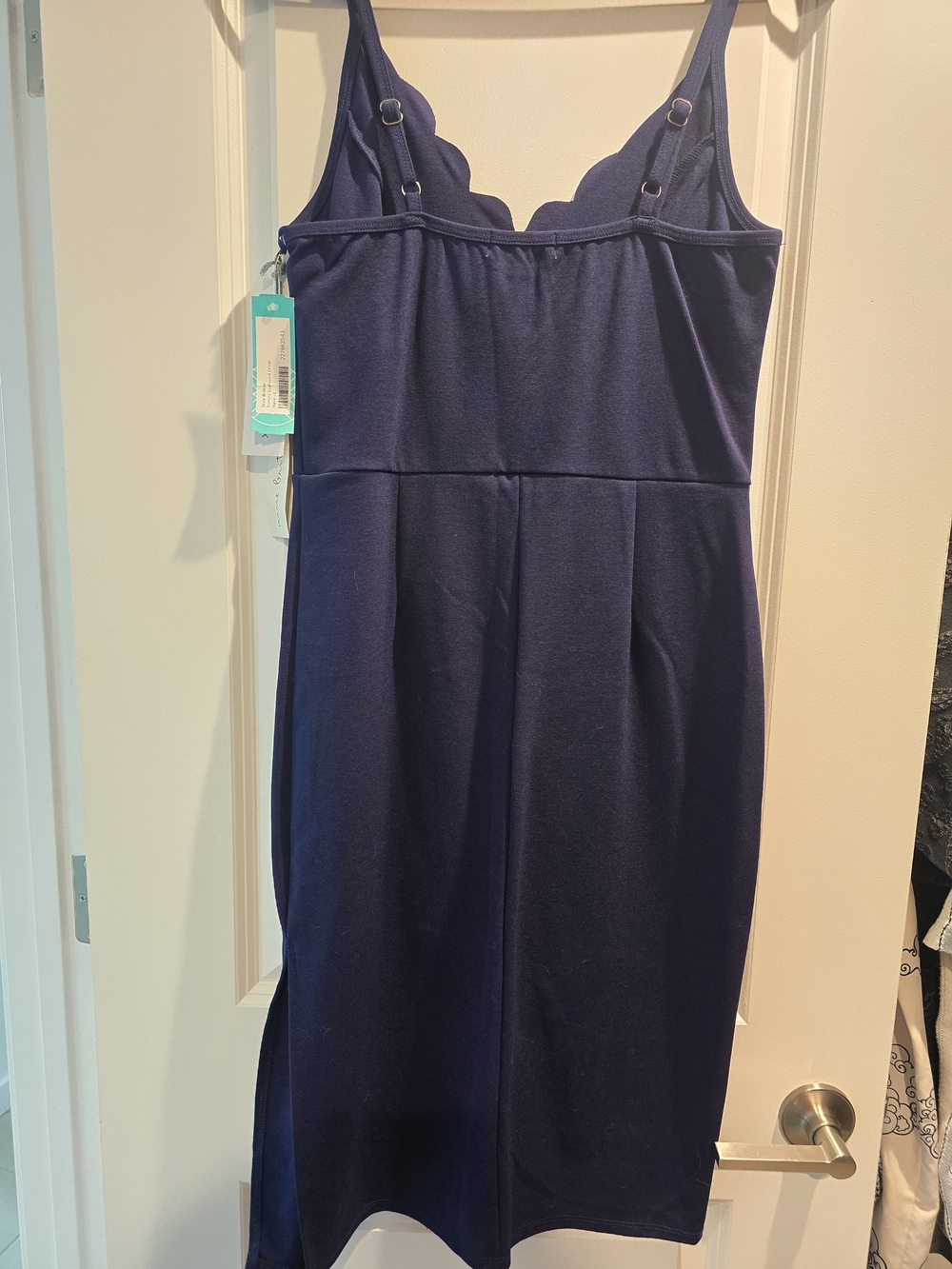 nine britton Navy Scallop-Trim Sheath Dress - Picture 3 of 4